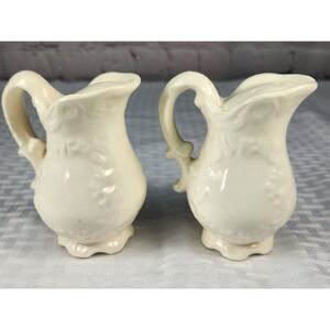 Napcoware Provincial White Ceramic Pitcher Salt And Pepper Shakers